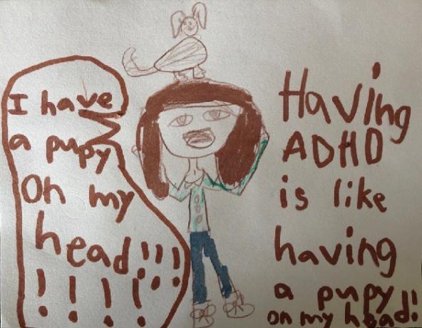Seorang anak menggambarkan bagaimana rasanya memiliki ADHD dalam seni