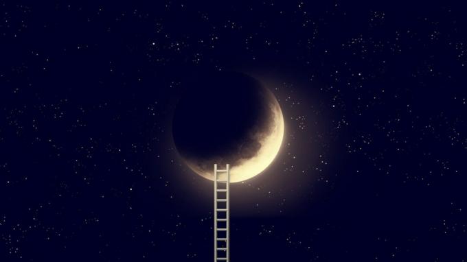 Langit malam dengan bulan dan tangga langkah. Elemen gambar ini dilengkapi oleh NASA